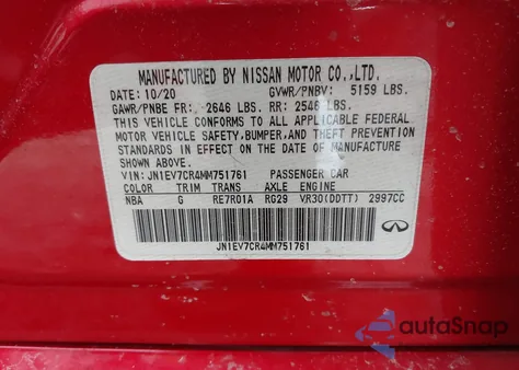 2021 Infiniti Q50 Sensory Awd из США, поврежденный, VIN JN1EV7CR4MM751761